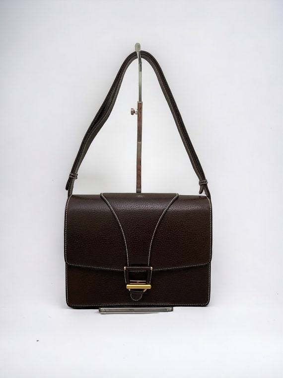 Vintage Gucci Dark Brown Leather Shoulder Bag