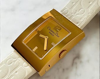 AUTHENTIC VINTAGE DIOR INTERCHANGEABLE BEZEL WATCH Vintage Dior Seashell dial interchangeable bezel gold plated  main image 4