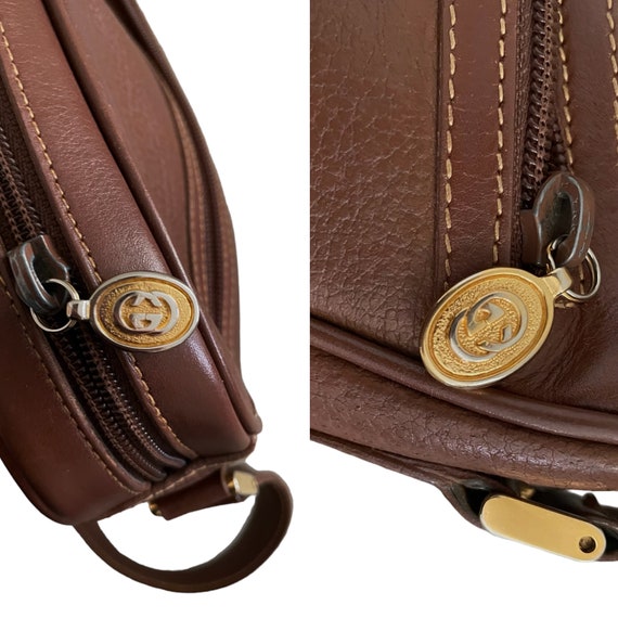 Vintage Gucci Brown Leather Crossbody Shoulder Bag - image 8