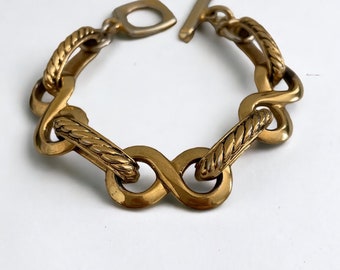 Vintage Yves Saint Laurent Chunky Gold Tone Bracelet - YSL Statement Jewelry