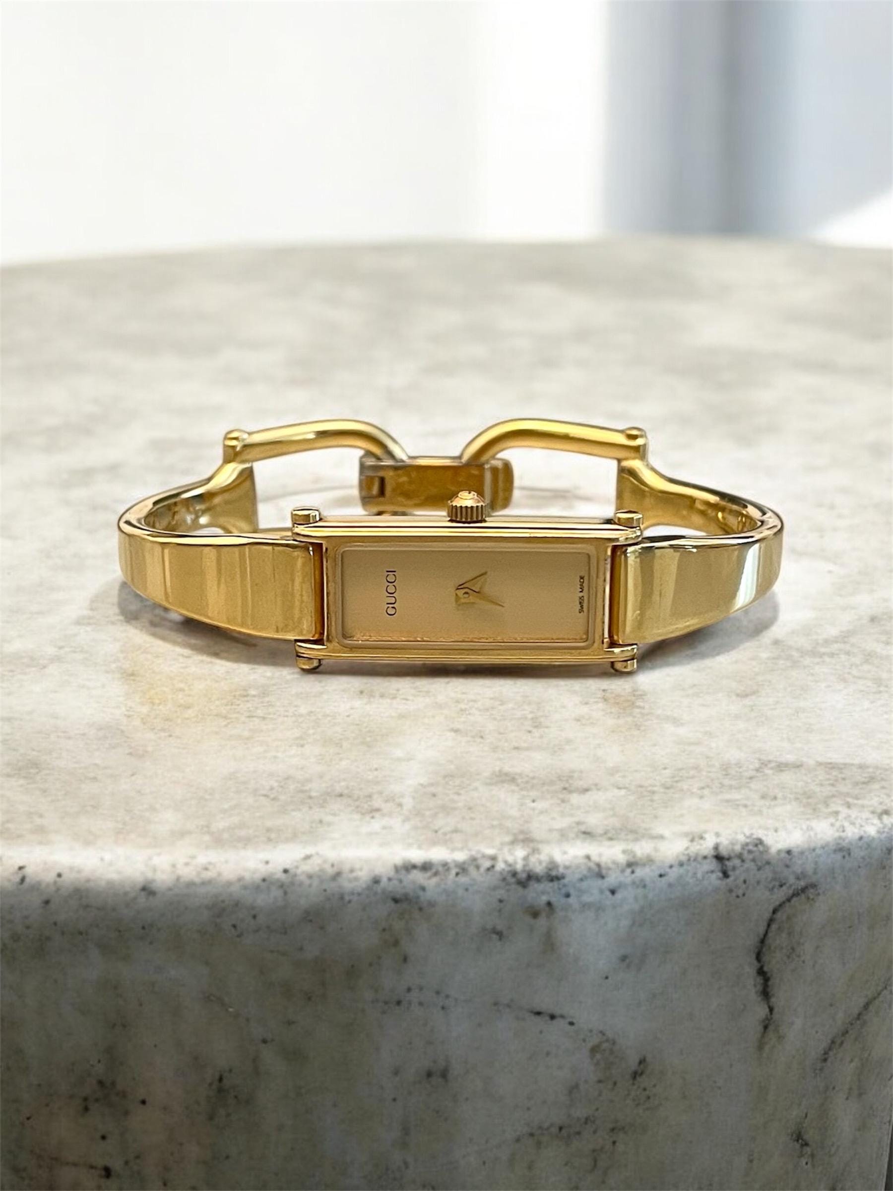 Vintage Gucci Bangle Watch – Gold Plated Rectangle Face 