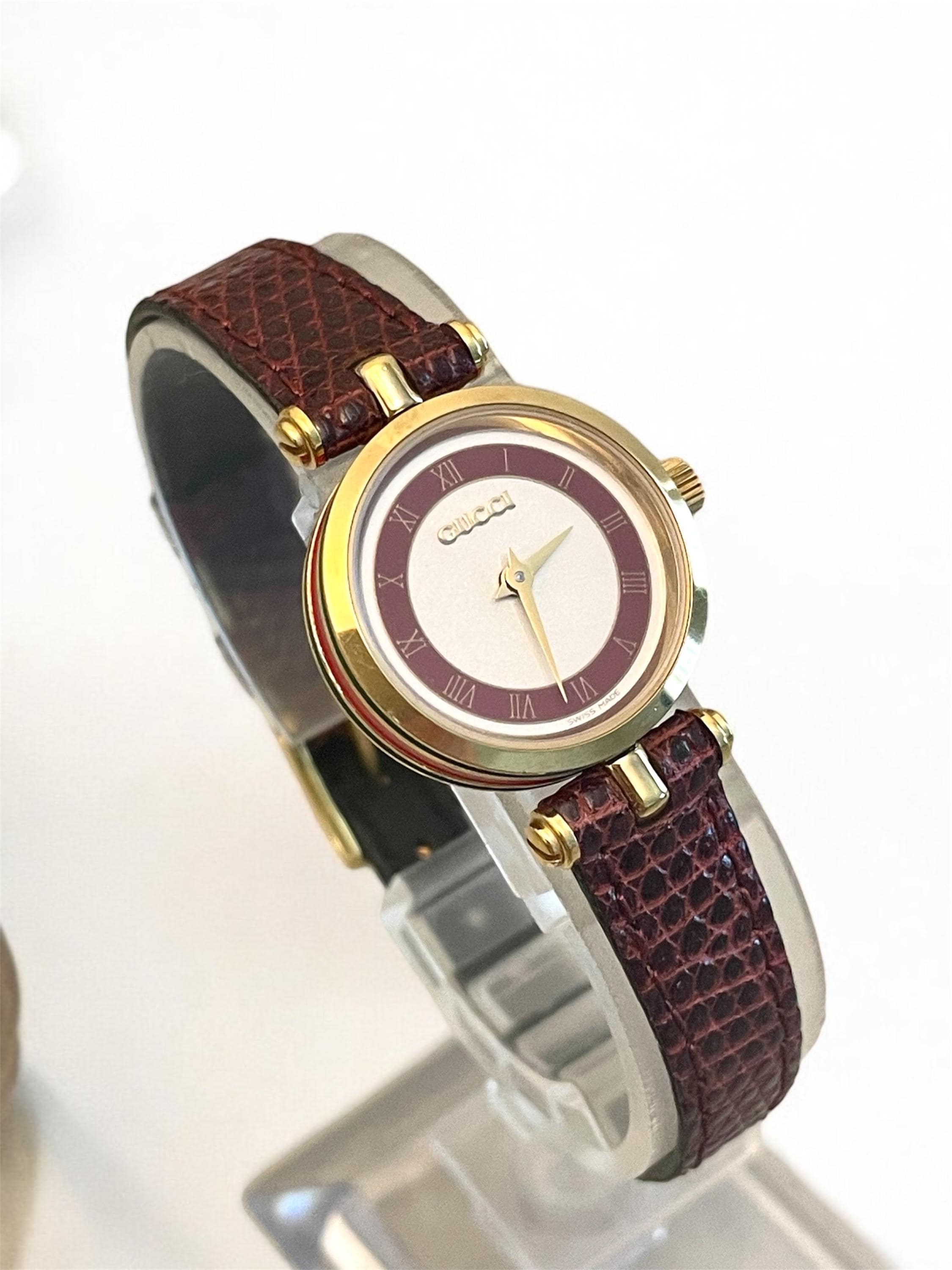 Vintage Gucci Watch – Sherry Line, Burgundy Leather Strap - Etsy