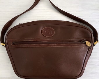 Vintage Gucci Brown Leather Crossbody Shoulder Bag