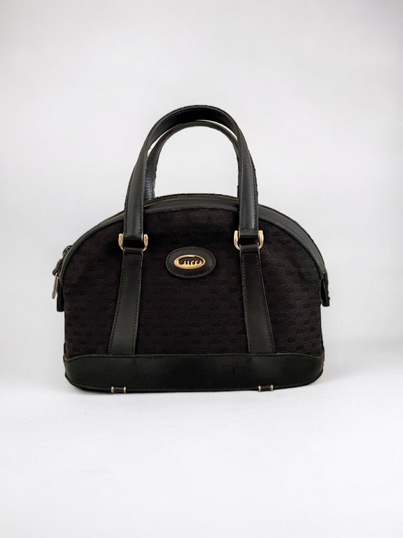 Vintage Gucci Handbag Old Micro GG Design Black Ca