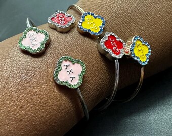 Sorority Bangle Bracelet: Enamel Greek Letter Charm