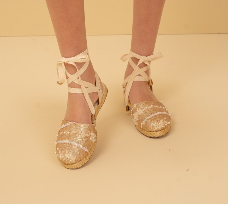 Witte Espadrilles Platte espadrille Platte schoenen vastbinden Damesflats met veters Colombiaanse damesschoen Schoenen met touwzool Handgemaakte espadrille afbeelding 6