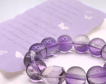 Handmade 14mm Purple Beaded Bracelet: Coloured Glaze Crystal Jewelry