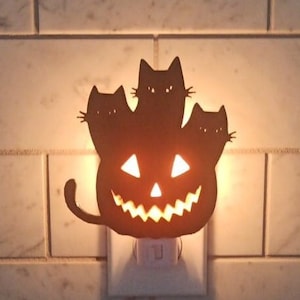 Pumpkin Cats Night Light, Halloween Night Light, Night Light Clips, Cats Night Light