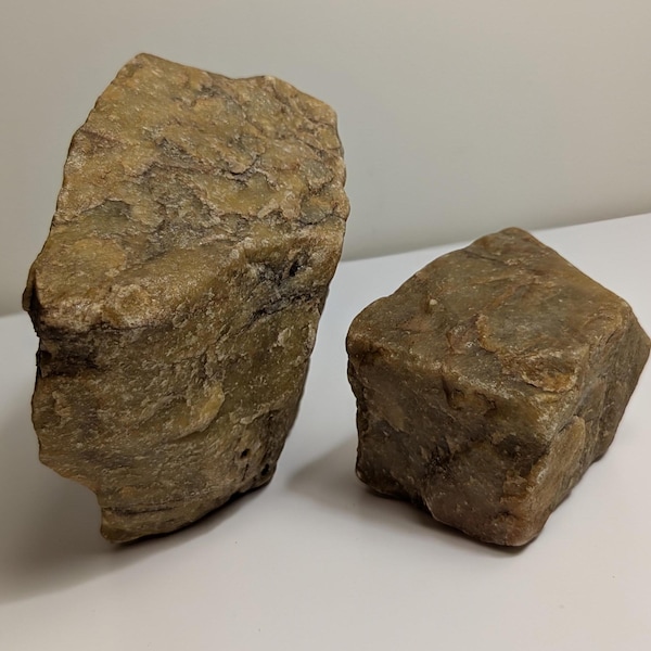 Quartzite Set * 2 Metamorphic Rocks or Self-Standing Decorative Mint Caramel Stones for Terrarium, Aquarium, Display, Crafts, Home & Hobbies