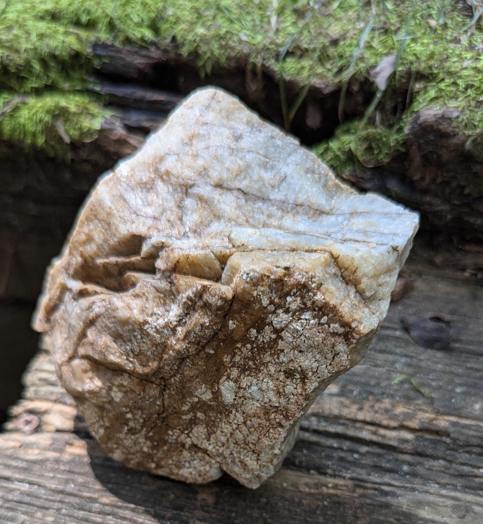 Quartzite Encased in Feldspar, Garnet, & Chert * Fissured Quartz Rock, Metamorphic Specimen or Pale Gray, White and Orange Crystalline Stone