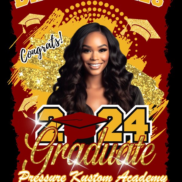 Canva Editable Maroon and Gold Senior 2024 Tshirt Design