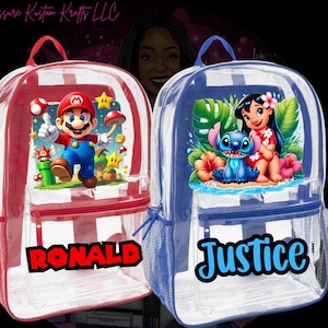 Clear personalized backpack