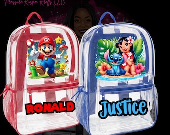Clear personalized backpack