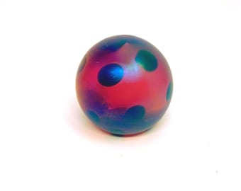 Vintage Loetz Favrile Style Oil Spot Iridescent Art Glass Rainbow Paperweight
