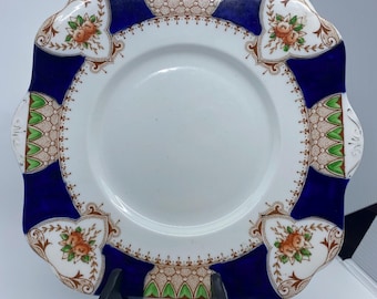 Set of two porcelain plates, Art deco Imari style, One for cake and another smaller one. Osborne china Richmond .