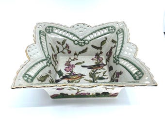 Vintage England export hand paint, Flowers and birds.