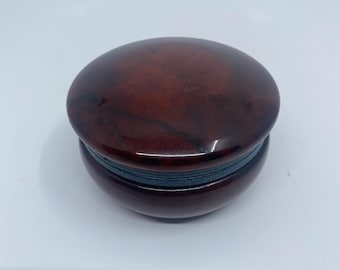 Genuine Alabaster Hand Carved Round Trinket Box Made in Italy
