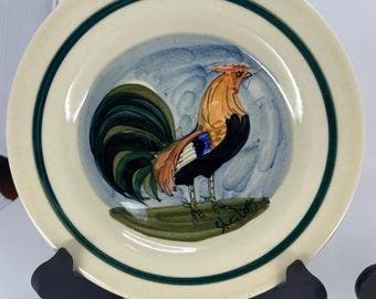 Pair Iden Pottery Sussex RYE Plates 8 Inch Hand Paint .