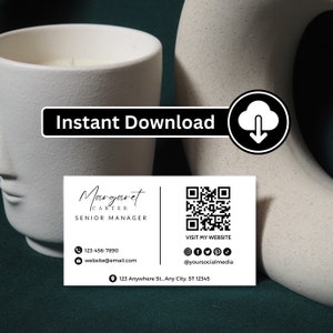 Modern QR Code Business Card Template: Editable Canva Design (Digital Download) image 4
