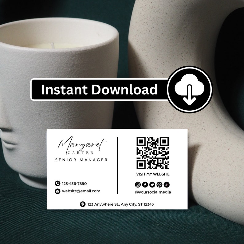Modern QR Code Business Card Template: Editable Canva Design (Digital Download) image 4