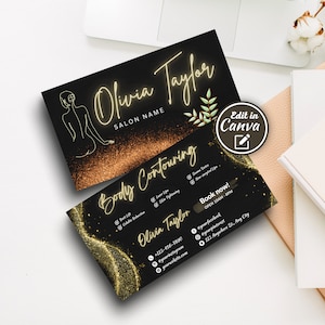 Body Contouring Business Card, DIY Body Sculpting Service Business Card, Beauty Spa Template Design, BBL Esthetician Canva Template Editable