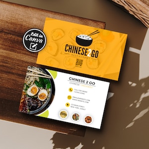 Restaurant Visitenkarte Vorlage, Chinesisch Japanische Druckbare Karte, Party Essen Service Marketing, DIY Kleinunternehmen Visitenkarte Canva