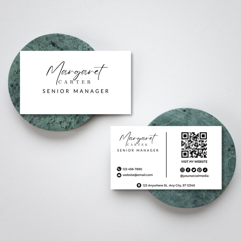 Modern QR Code Business Card Template: Editable Canva Design (Digital Download) image 2