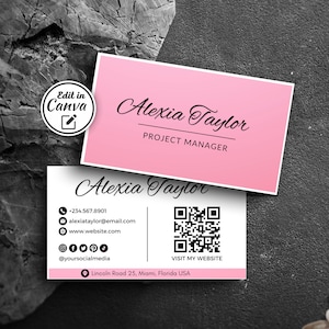 Elegante Digitale Visitenkarte QR-Code, Canva Vorlage bearbeitbar, druckbare kleine Visitenkarte, DIY Visitenkarten Sofort-Download