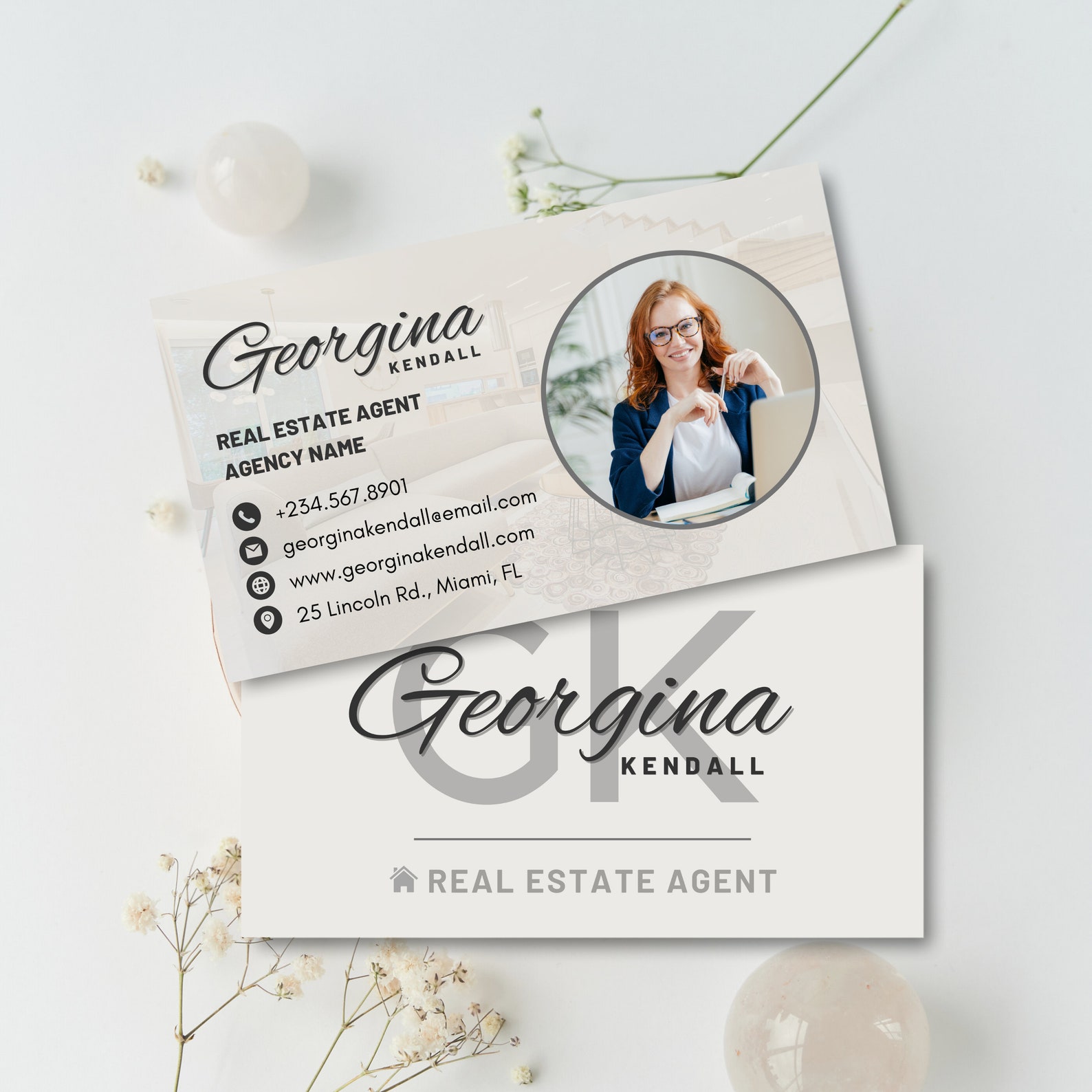 Modern Real Estate Business Card Template | Printable Realtor Marketing ...