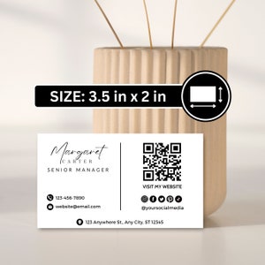 Modern QR Code Business Card Template: Editable Canva Design (Digital Download) image 3
