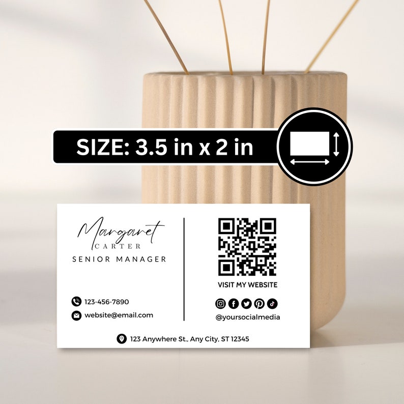 Modern QR Code Business Card Template: Editable Canva Design (Digital Download) image 3