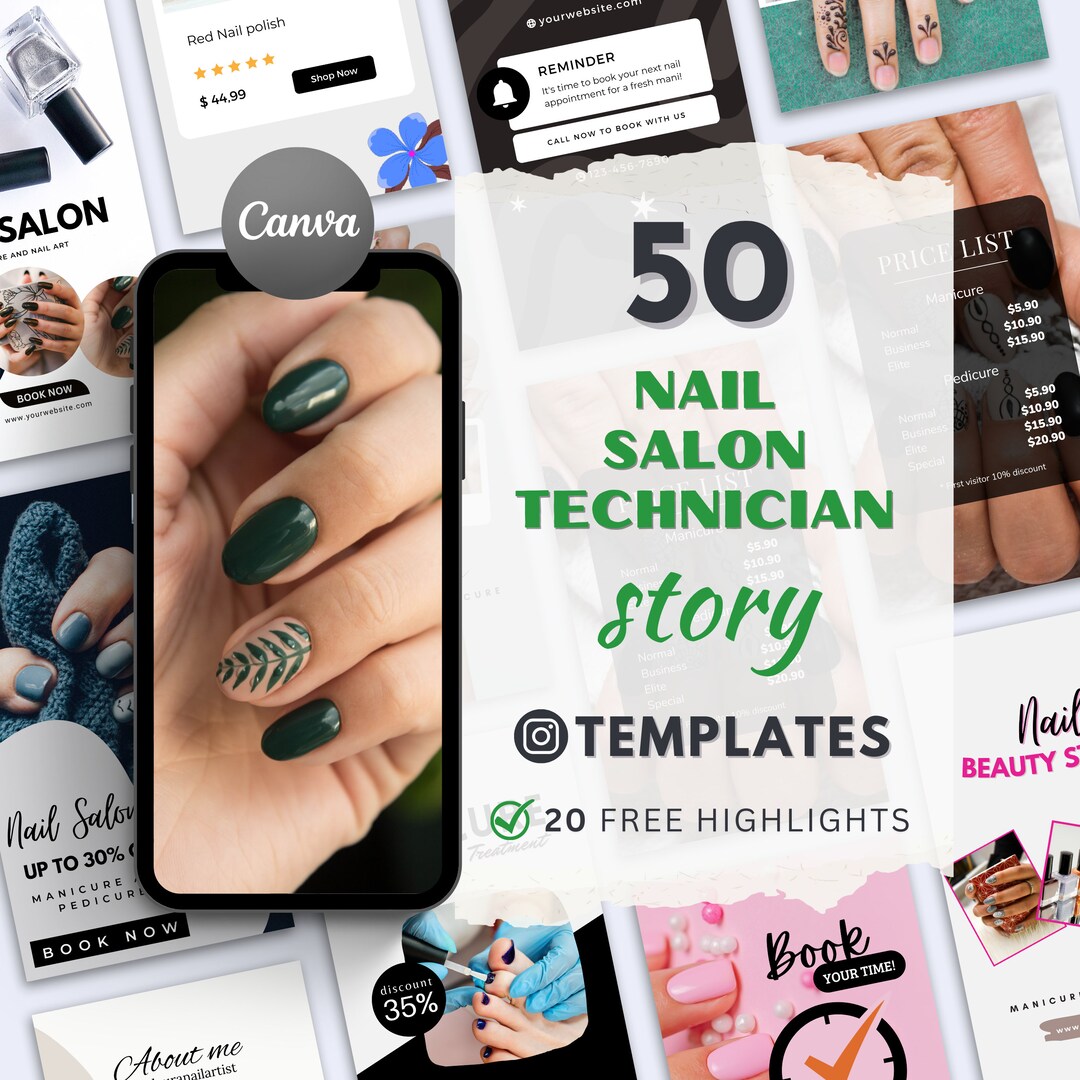 Modern Nail Salon Instagram Story Templates, Nail Technician Social