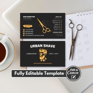 Barber Business Card Template DIY Modern Hairstylist Card - Etsy