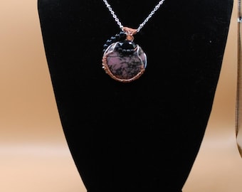 Rhodonite and Obsidian Pendent