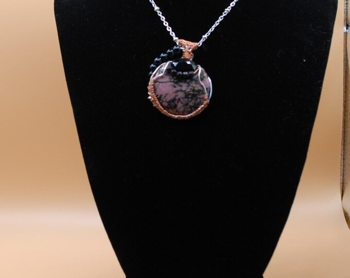 Rhodonite and Obsidian Pendent