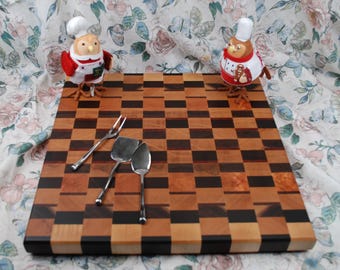 Large Handcrafted End Grain Hardwood Cutting Board (19" x 19" x 1 7/8")