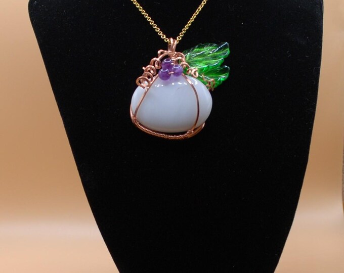 White Quartz Pumpkin with Amethyst Beads