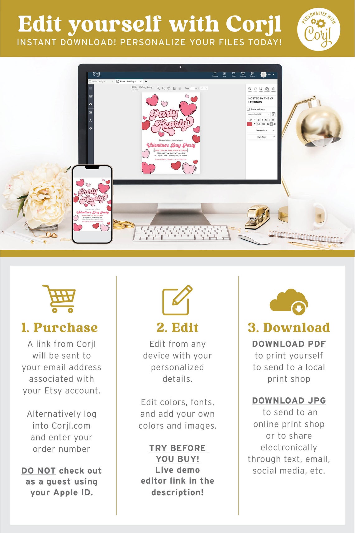 February Invite RUBY | Party Hearty Valentine's Day February Brunch Galentine's Party ...