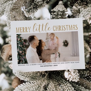 Merry Little Christmas New Baby Announcement Fully Editable Photo Holiday Christmas Card, Instant Download, DIY Printable Template, H016