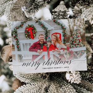 ELENA | Editable Full Photo Collage Holiday Card, Minimalist Modern Family Christmas Card, Instant Download, DIY Printable Template, H025