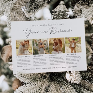 Year in Review Family Highlights Editable Multiple Photo Holiday Card, Minimalist Modern Christmas Instant Download Printable Template, H017