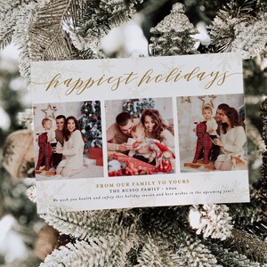 AMELIA | Multiple Photo Collage Holiday Card, Minimalist Modern Christmas Card, Instant Download, Editable DIY Printable Template, H002