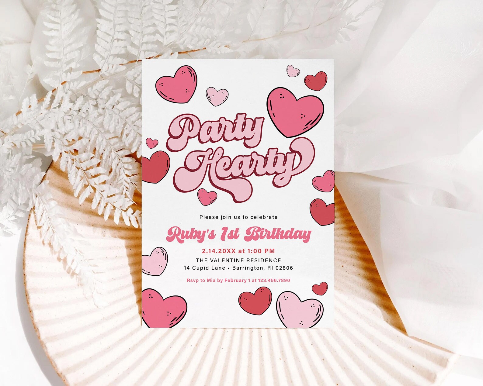 Ruby Ball Invite RUBY | Party Hearty Little Sweetheart Valentine's Day February Birthday ...