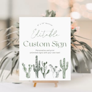 MEMPHIS | Fiesta Cactus Taco Minimalist Greenery Desert Birthday Party Sign Editable Template Favors Cards Gifts Instant Digital Download
