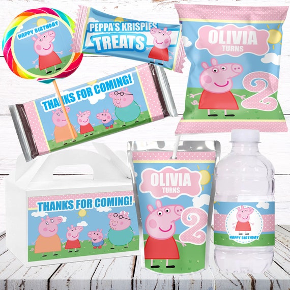 Peppa Pig Party Favor Peppa Pig Chip Bag Pig Treat Bags Etsy