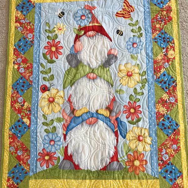 Gnome Wall Hanging. Gnome Lap Quilt.