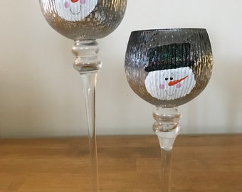 Snowman Candle Holder, Snowman Vase