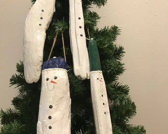 Snowman Driftwood Ornament