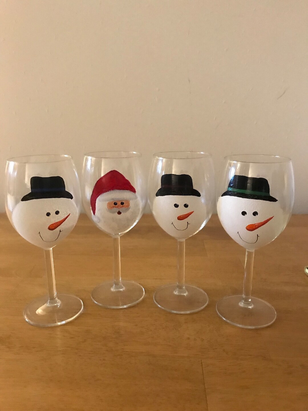 Snowman Wine Glass. Santa Wine Glass Etsy