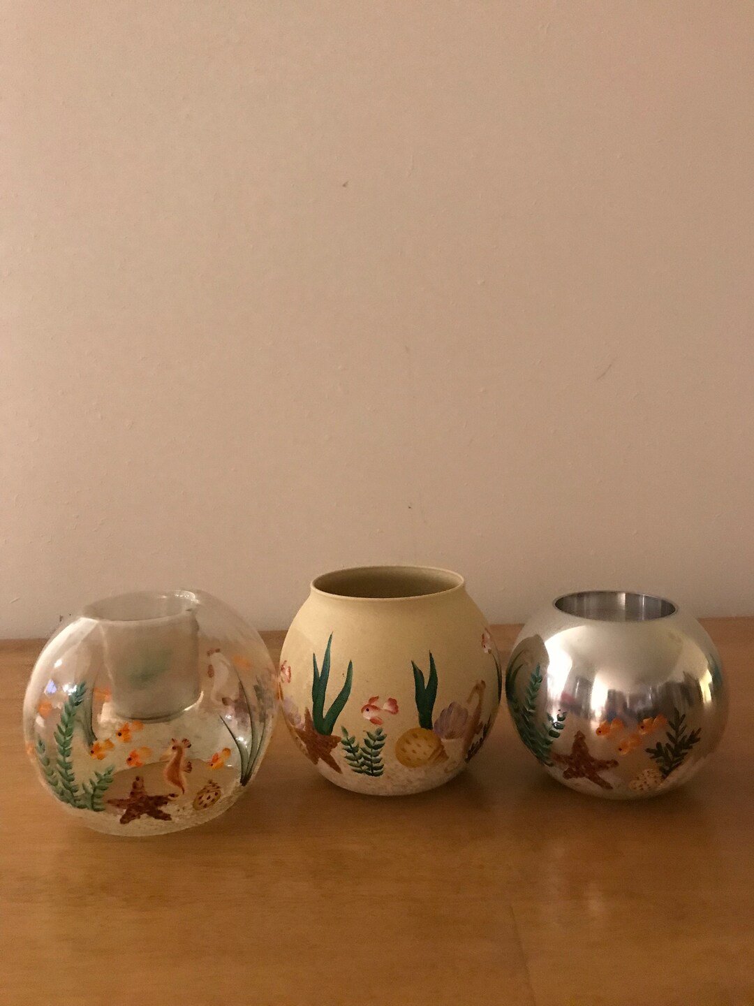 Fish Bowl Candle Holder. Ocean Vase. Ocean Bowl. Etsy